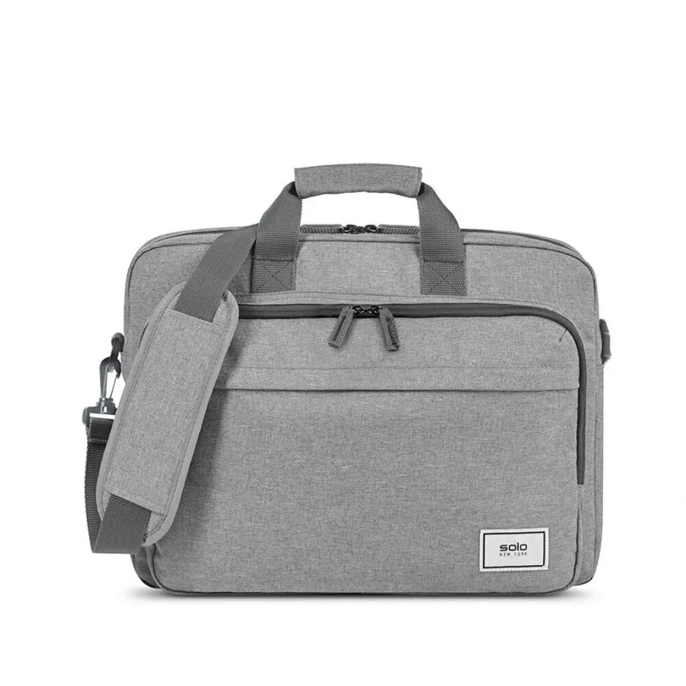 Solo New York Gray Re:New Recycled Adjustable Straps Laptop Briefcase Size 15.6